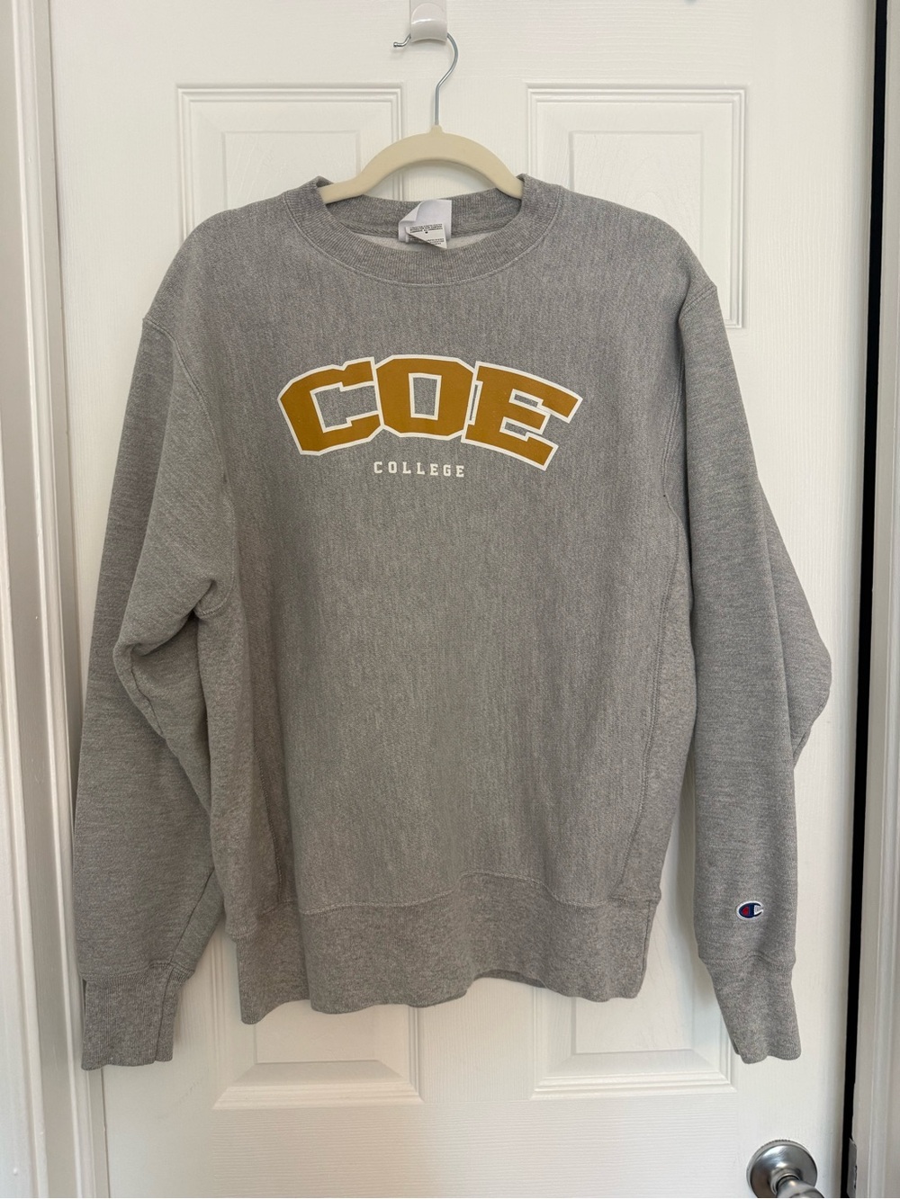 Champion Reverse Weave COE College Sweater Crew Neck Size M Gray unisex